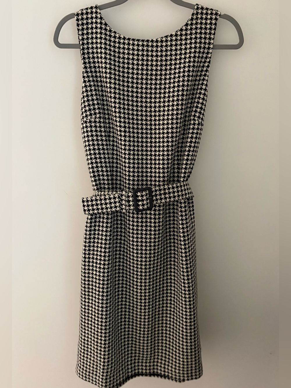 Ann Taylor Wool Blend White Black Houndstooth Belted
Lined Sheath Dress Size 10 - Picture 10 of 11